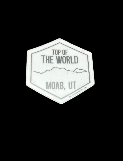 Top of the world, moab UT trail bumper sticker