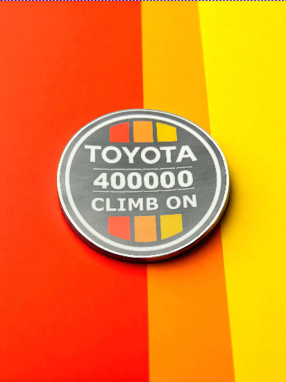 Toyota 400000 climb on bumper sticker 3" by 3"