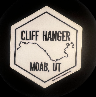 Cliff hanger Moab UT bumper sticker